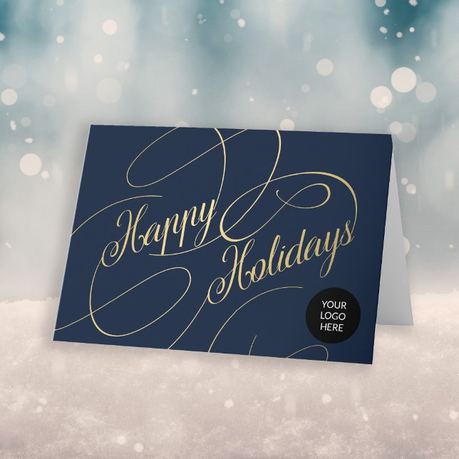 Tarjeta Festiva Elegante logo corporativo de script de oro (Subido por el creador)