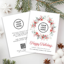 Tarjeta Festiva Elegante logotipo comercial código QR corporativo 