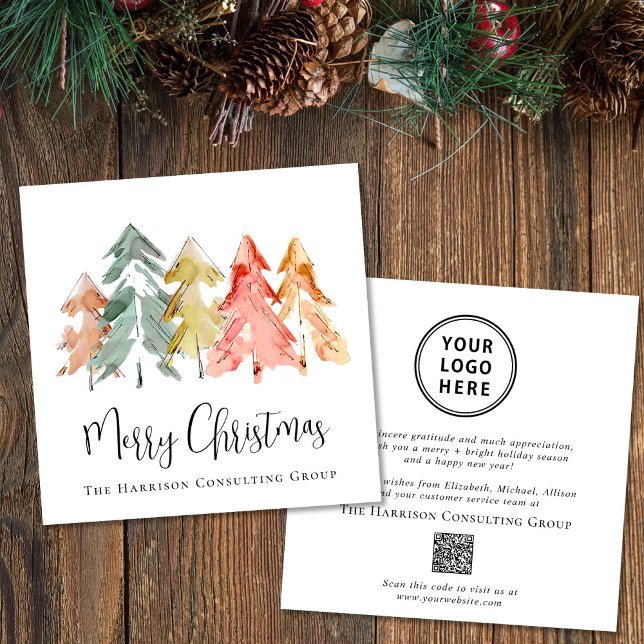 Tarjeta Festiva Elegante logotipo comercial Código QR Feliz Navida (Spread the joy of the season and strengthen business relationships with our elegant holiday card)
