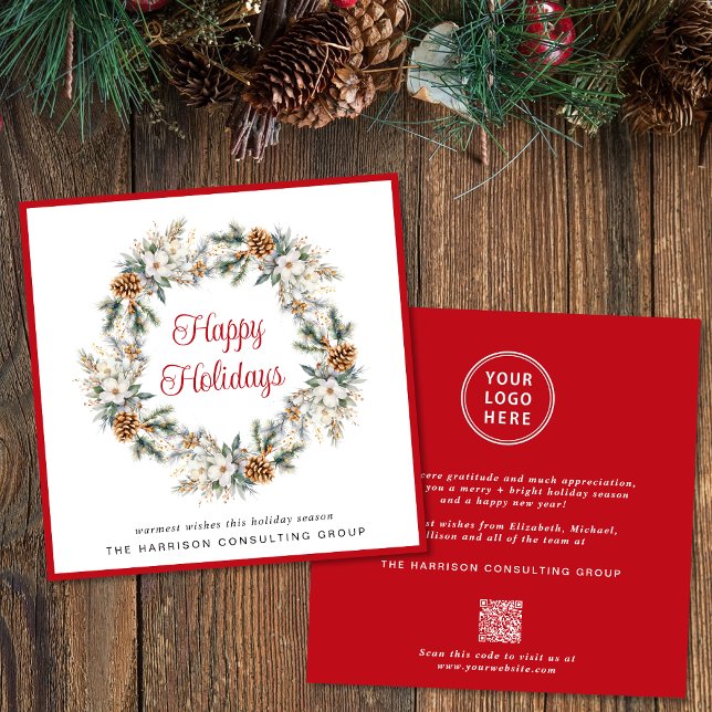 Tarjeta Festiva Elegante logotipo comercial Código QR Navidades co (Spread the joy of the season and strengthen business relationships with our elegant holiday card)