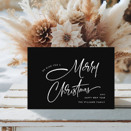 Tarjeta Festiva Elegante mano Minimalista escribiendo Feliz Navida