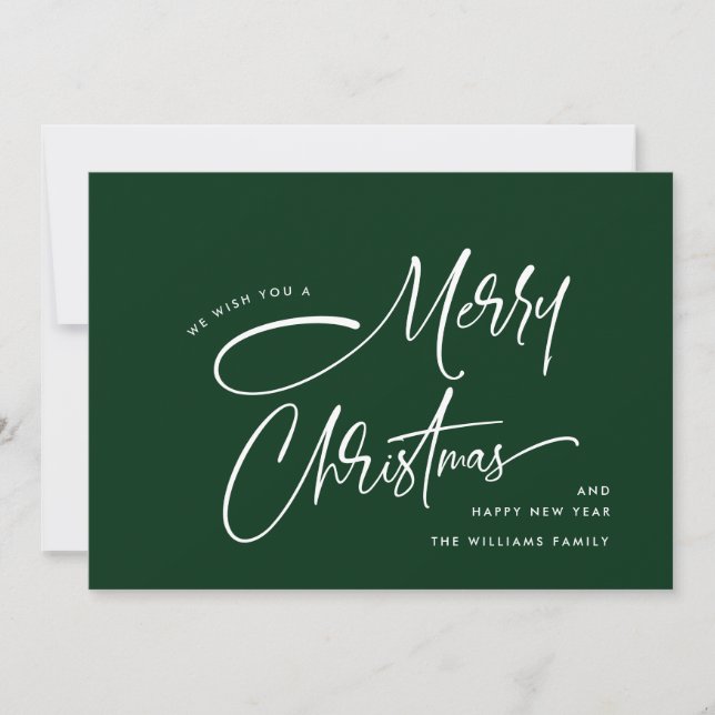 Tarjeta Festiva Elegante mano Minimalista escribiendo Feliz Navida (Anverso)