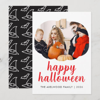 Tarjeta Festiva Elegante marco de calabaza moderno de Halloween