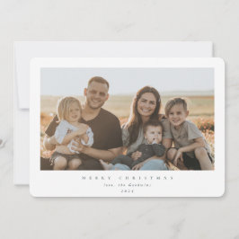 Tarjeta Festiva Elegante Marco de Foto Única Minimalista Blanco