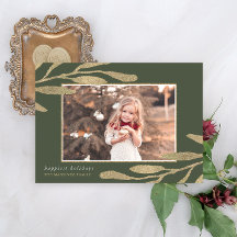 Elegante marco dorado con foto de hojas botánicas