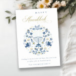 Tarjeta Festiva Elegante Marina Clásica Azul Feliz Floral Hanukkah<br><div class="desc">Si necesitas más personalización,  por favor,  no dudes en enviarme un mensaje a yellowfebstudio@gmail.com.</div>