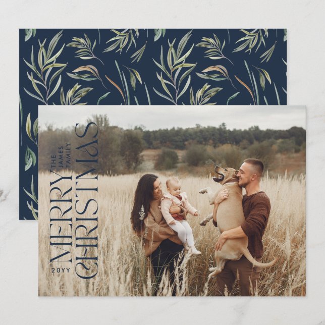 Tarjeta Festiva Elegante marina moderna mínima botánica natural (Anverso / Reverso)