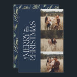 Tarjeta Festiva Elegante marina moderna minimalista multifoto botá<br><div class="desc">Elegante color azul marino moderno minimalista multicolor follaje botánico acuático.</div>