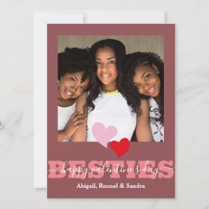 Tarjeta Festiva Elegante mejor foto de galentine's Day Bestie