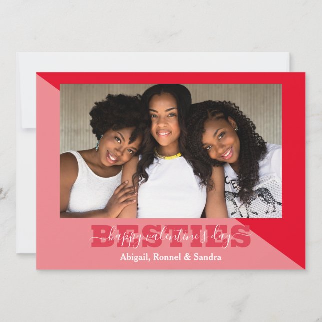 Tarjeta Festiva Elegante mejor foto de galentine's Day Bestie (Anverso)