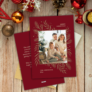Tarjeta Festiva Elegante mensaje de foto Personalizado de Navidade