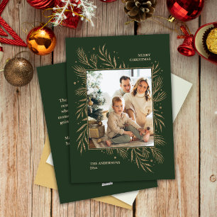 Tarjeta Festiva Elegante mensaje de foto Personalizado de Navidade