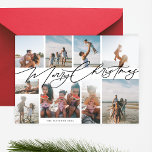 Tarjeta Festiva Elegante MERRY CHRISTMAS | 9 COLLAGE DE FOTOS | Mo<br><div class="desc">Moderno Personalizado Texto Negro y blanco Merry Navidad 9 Tarjeta de vacaciones de Collage de fotos. Esta tarjeta de moda incluye un collage de fotos de 9 fotos familiares en la parte delantera con texto y fondo personalizado.</div>