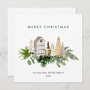Tarjeta Festiva Elegante Merry Christmas Boho Composition Corporat