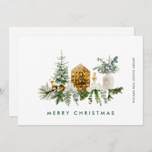 Tarjeta Festiva Elegante Merry Christmas Boho Composition Corporat