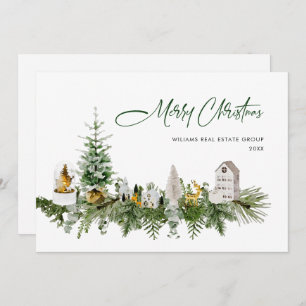 Tarjeta Festiva Elegante Merry Christmas Boho Composition Corporat