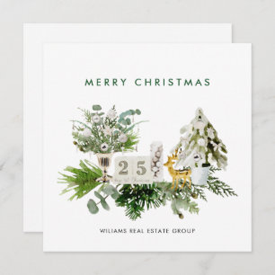 Tarjeta Festiva Elegante Merry Christmas Boho Composition Corporat