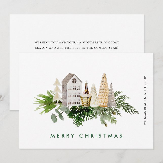 Tarjeta Festiva Elegante Merry Christmas Composition Corporate (Anverso / Reverso)