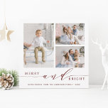 Tarjeta Festiva Elegante Merry Rojo y Brillante 3 Plaza de Fotogra<br><div class="desc">Sencilla y elegante tarjeta de foto cuadrada de vacaciones con un patrón de nieve blanca en la parte trasera. Para una personalización más avanzada de este diseño,  haga clic en el enlace personalizar adicional para cambiar el tipo de letra,  tamaño,  color,  etc.</div>
