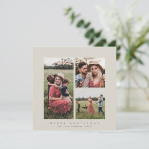 Tarjeta Festiva Elegante Minimal cuadrado triple foto