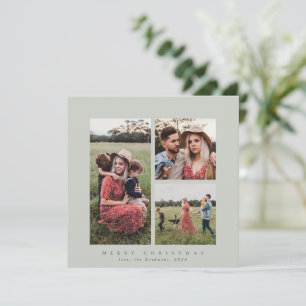 Tarjeta Festiva Elegante Minimal cuadrado triple foto