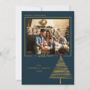 Tarjeta Festiva Elegante Minimal Merry Christmas Family Picture Ho