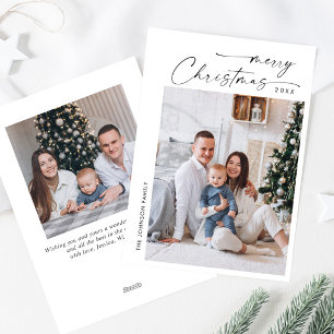 Tarjeta Festiva Elegante Minimalista 2 Navidades de FOTOS saludand