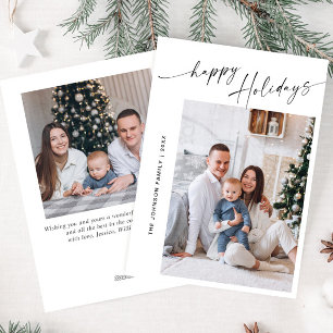 Tarjeta Festiva Elegante Minimalista 2 Navidades de FOTOS saludand