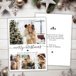 Tarjeta Festiva Elegante Minimalista 4 Navidades de Collage de fot<br><div class="desc">Elegante, Minimalista, moderno, negro y blanco 4 Collages de fotos Feliz Navidad Script Tarjeta de vacaciones. Esta plantilla festiva, mínima para cuatro (4) fotos de vacaciones, incluye un collage de fotos de bonito, poco motivo cardíaco y simples pinos en blanco y negro. El texto de bienvenida de "Feliz Navidad" está...</div>