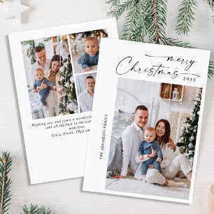Tarjeta Festiva Elegante Minimalista 4 Navidades de FOTOS saludand