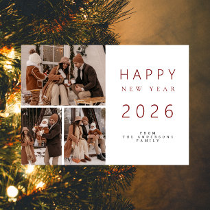 Tarjeta Festiva Elegante Minimalista Año Nuevo Saludo Familia 3 Fo