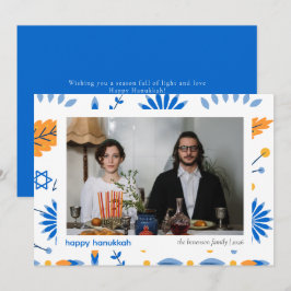 Tarjeta Festiva Elegante Minimalista Feliz Familia Hanukkah 1 Foto