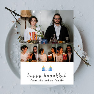 Tarjeta Festiva Elegante Minimalista Feliz Familia Hanukkah 4 Foto