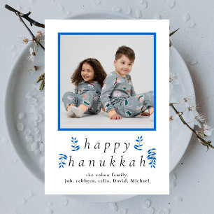 Tarjeta Festiva Elegante Minimalista Feliz Hanukkah Familia 1 Foto