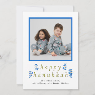 Tarjeta Festiva Elegante Minimalista Feliz Janucá Familia 1 Foto