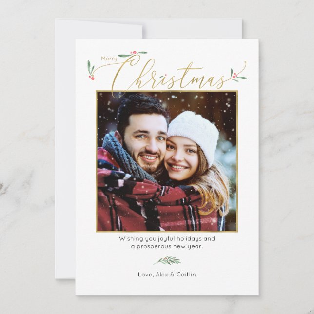 Tarjeta Festiva Elegante minimalista Fotos navideñas (Anverso)