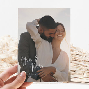 Tarjeta Festiva Elegante Minimalista Sr. y Sra.   Foto Año Nuevo