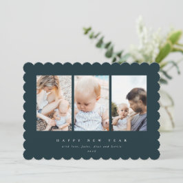 Tarjeta Festiva Elegante minimalista tres fotos Feliz Año Nuevo