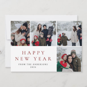 Tarjeta Festiva Elegante Mínimo Año Nuevo Saludo Familia 4 Foto