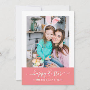 Tarjeta Festiva Elegante minimo de escritura rosada familia foto P
