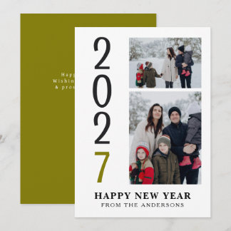 Tarjeta Festiva Elegante Mínimo Feliz Año Nuevo Familia 2 Foto