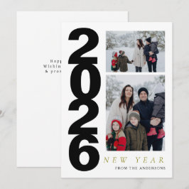 Tarjeta Festiva Elegante Mínimo Feliz Año Nuevo Familia 2 Foto