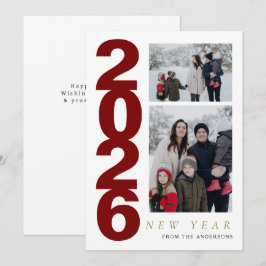 Tarjeta Festiva Elegante Mínimo Feliz Año Nuevo Familia 2 Foto