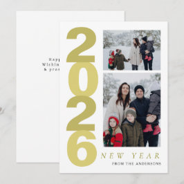 Tarjeta Festiva Elegante Mínimo Feliz Año Nuevo Familia 2 Foto