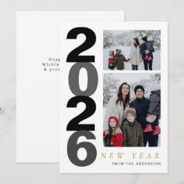 Tarjeta Festiva Elegante Mínimo Feliz Año Nuevo Familia 2 Foto