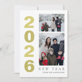 Tarjeta Festiva Elegante Mínimo Feliz Año Nuevo Familia 2 Foto