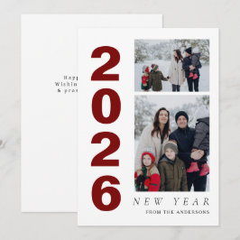 Tarjeta Festiva Elegante Mínimo Feliz Año Nuevo Familia 2 Foto