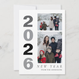 Tarjeta Festiva Elegante Mínimo Feliz Año Nuevo Familia 2 Foto