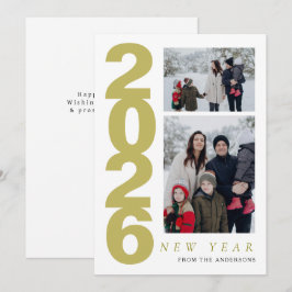 Tarjeta Festiva Elegante Mínimo Feliz Año Nuevo Familia 2 Foto