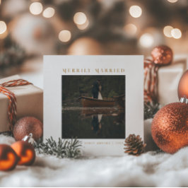 Tarjeta Festiva Elegante Mínimo Foto Boda de Recién Casados
